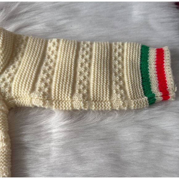 Vintage Baby Hooded Sweater Size 12 Mo. Cream Knit 100% Acrylic Fiber Made In U. - Picture 6 of 11